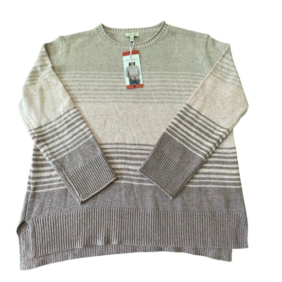 Ella Moss Sweaters - Ella Moss‎ Womens Medium M Striped Sweater Crew Neck Long Sleeve Pink